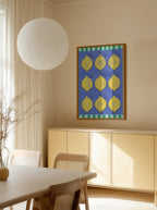 Vibrant Yellow Lemons on a Deep Blue