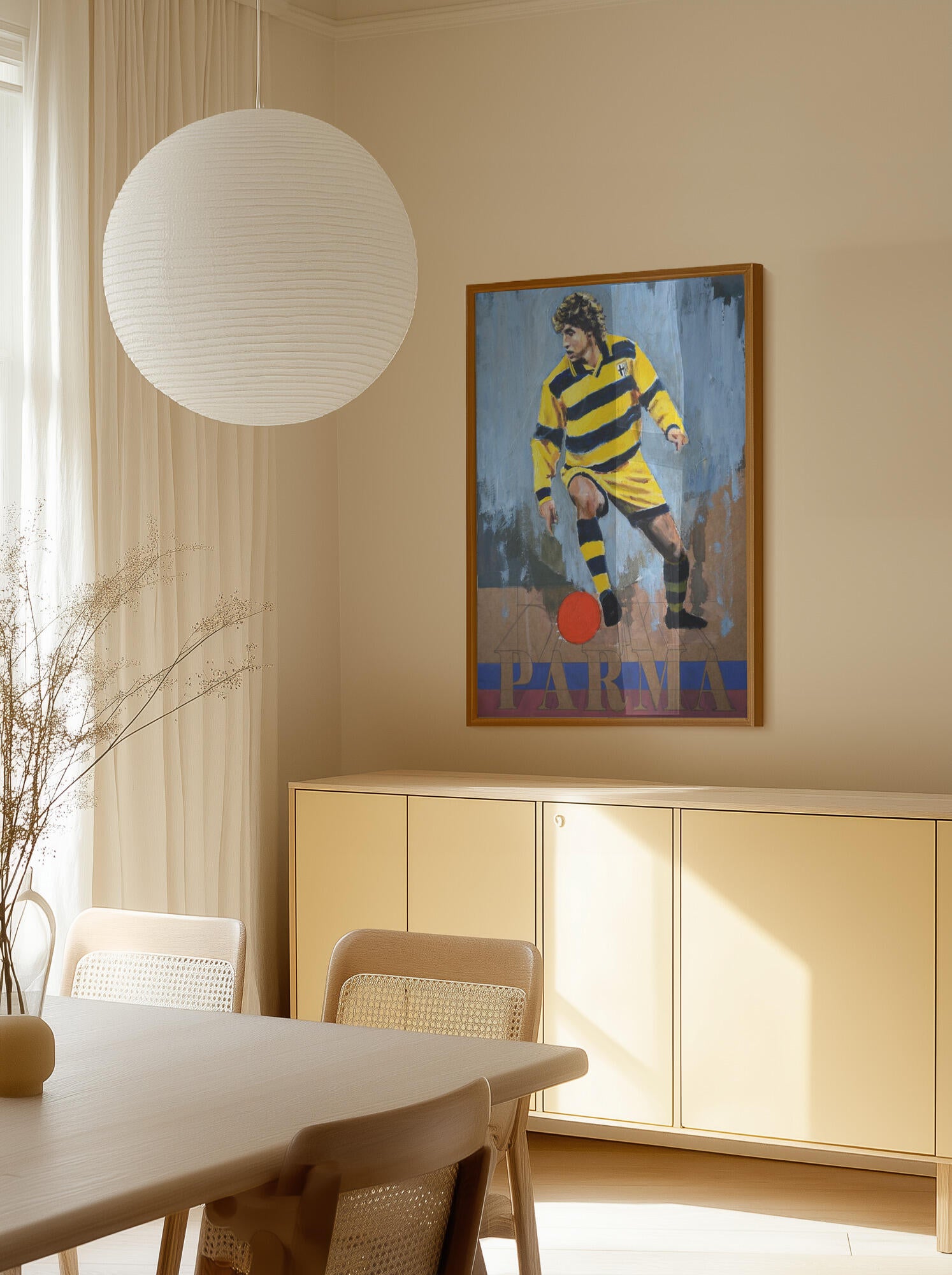 Yellow Striped Soccer Player