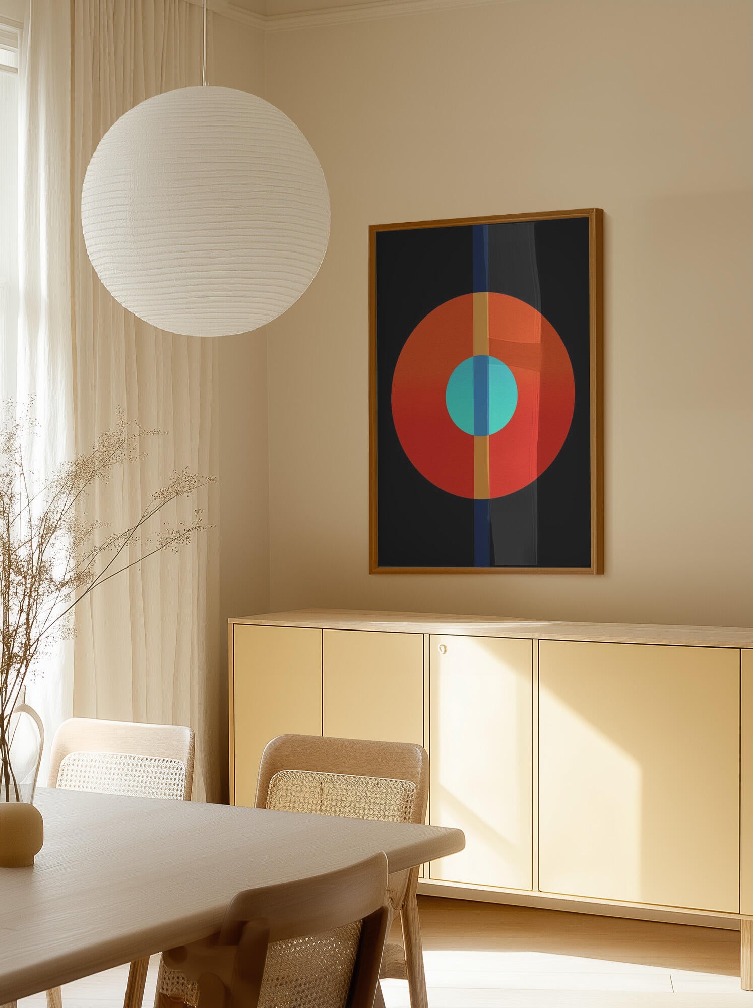 Abstract Circles Vertical Line