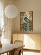 Ukiyo E Style Japanese Peacock With Bamboo and Blossom