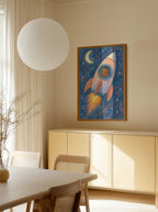 Child rocket flying through space