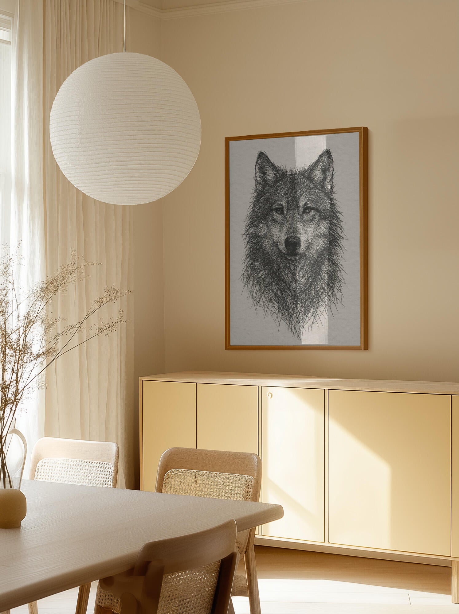 Detailed Wolf Drawing