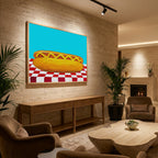 Hot Dog With Mustard Red Check Blue