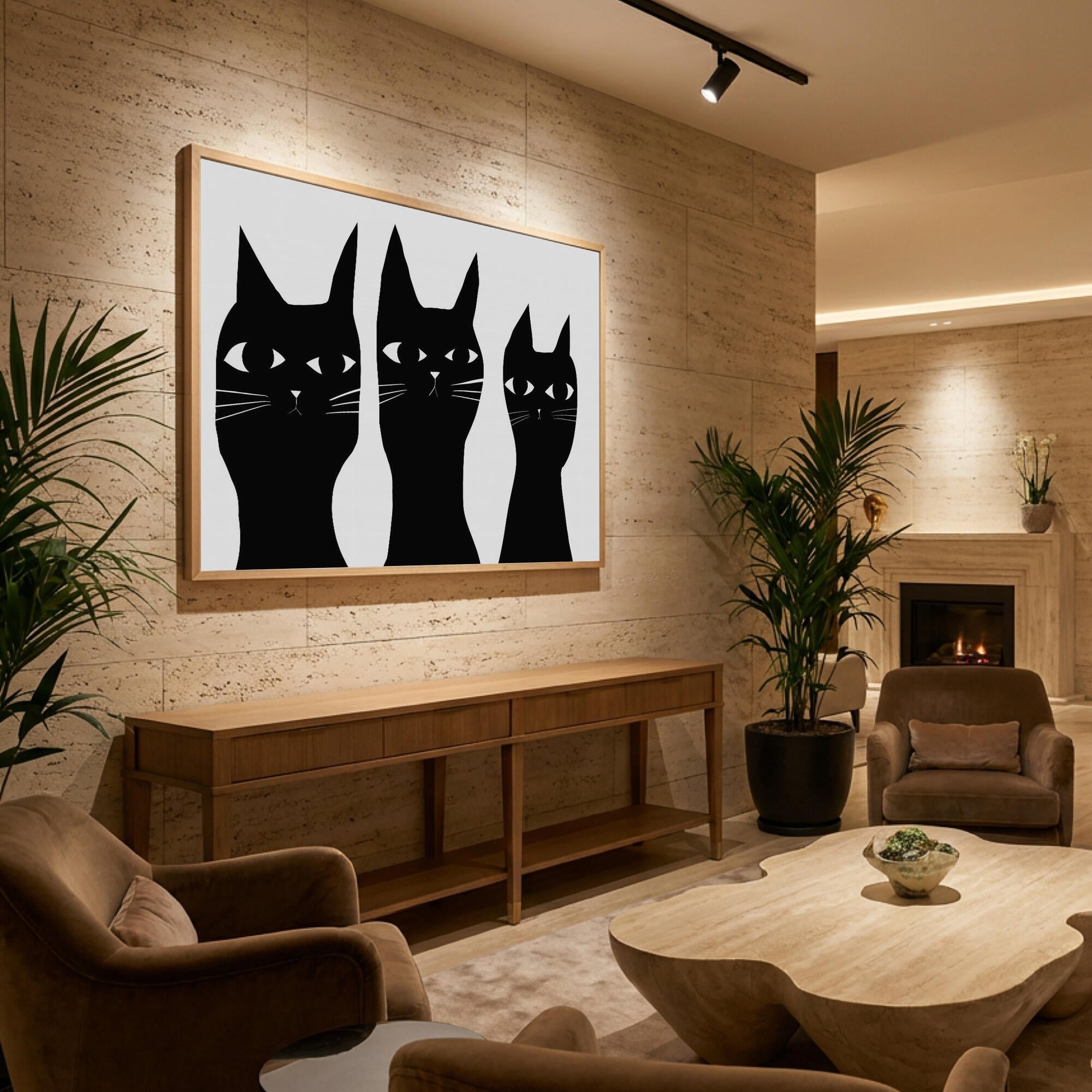 Three black cats peeking cat
