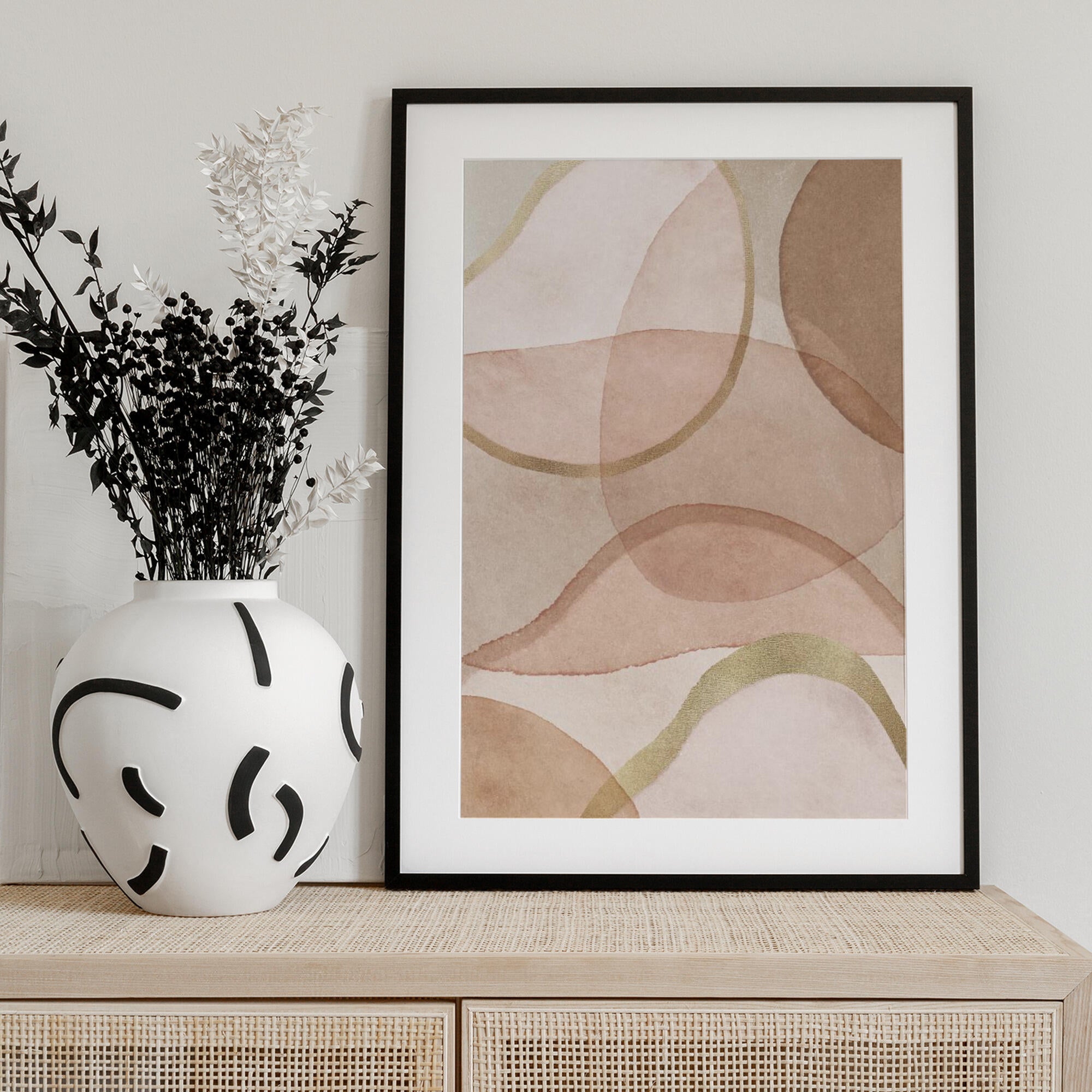 Blush and Brown Abstract