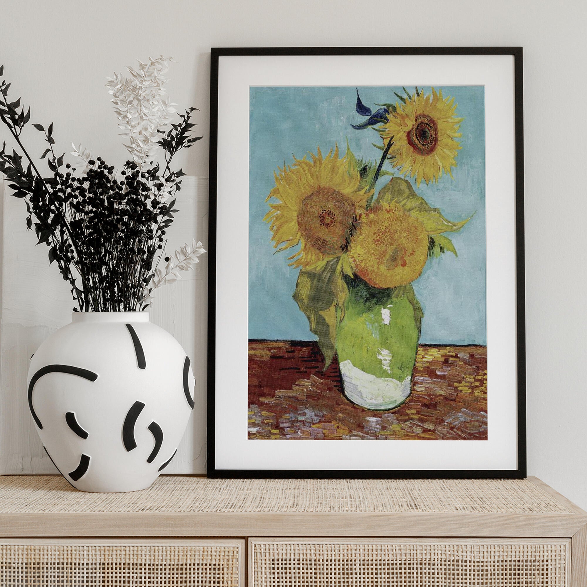 Vase With Three Sunflowers