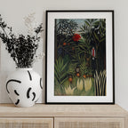 Monkeys And Parrot In The Virgin Forest
