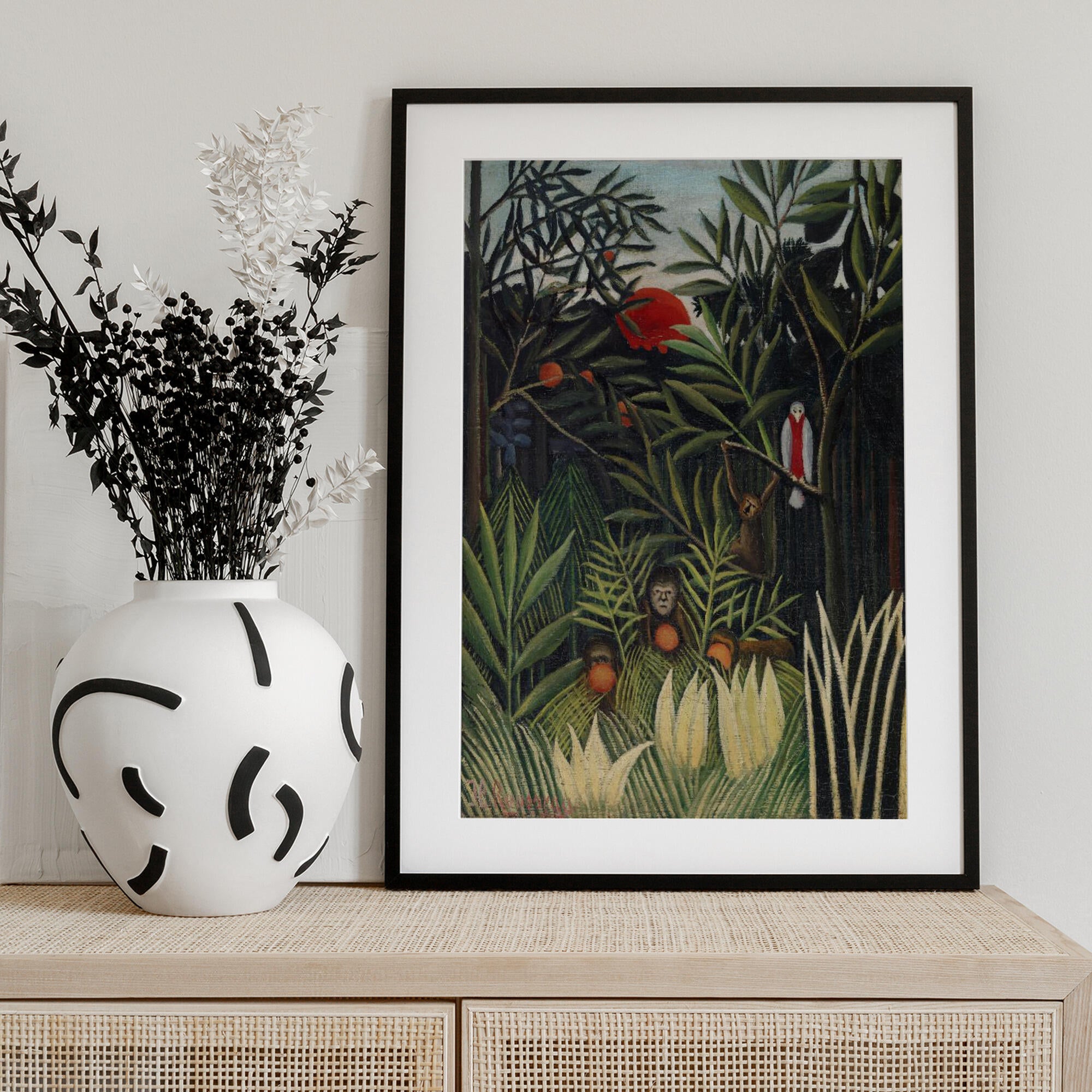 Monkeys And Parrot In The Virgin Forest