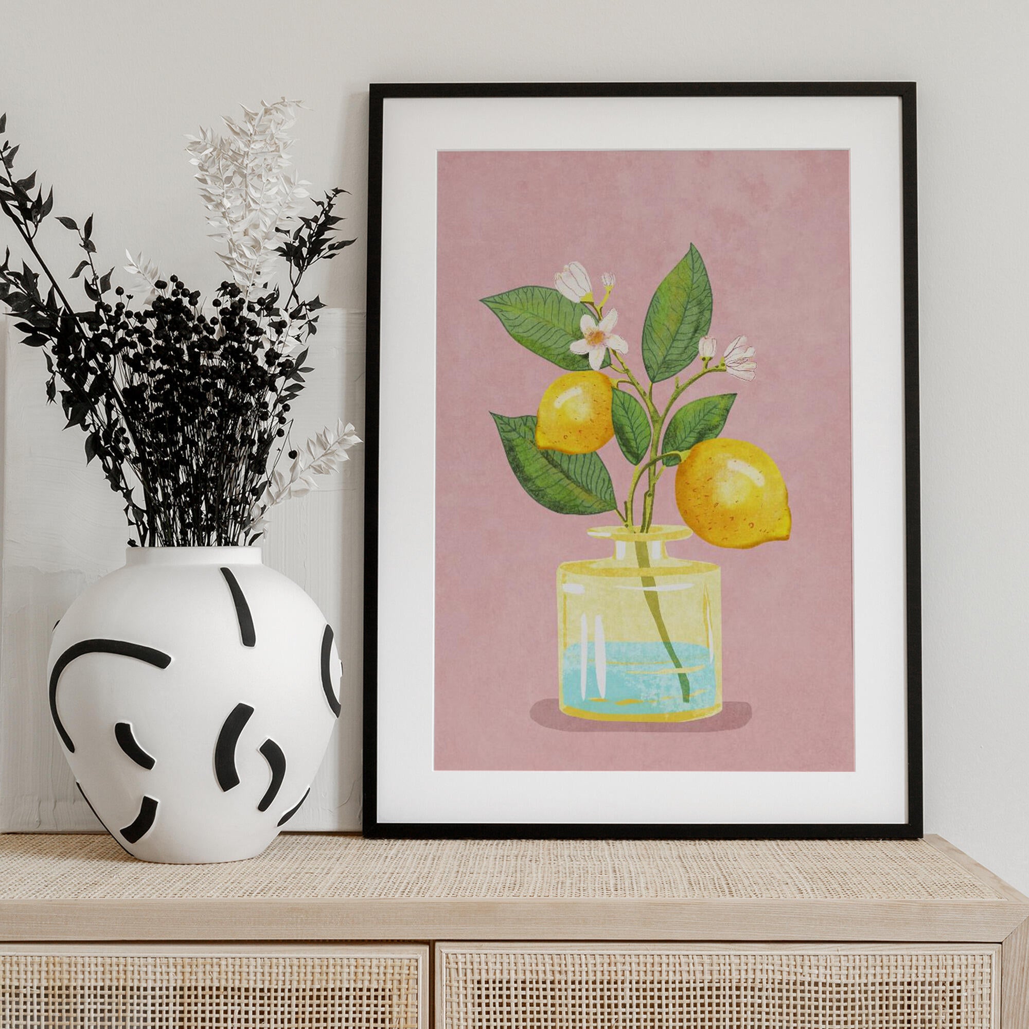 Lemon Bunch In Vase