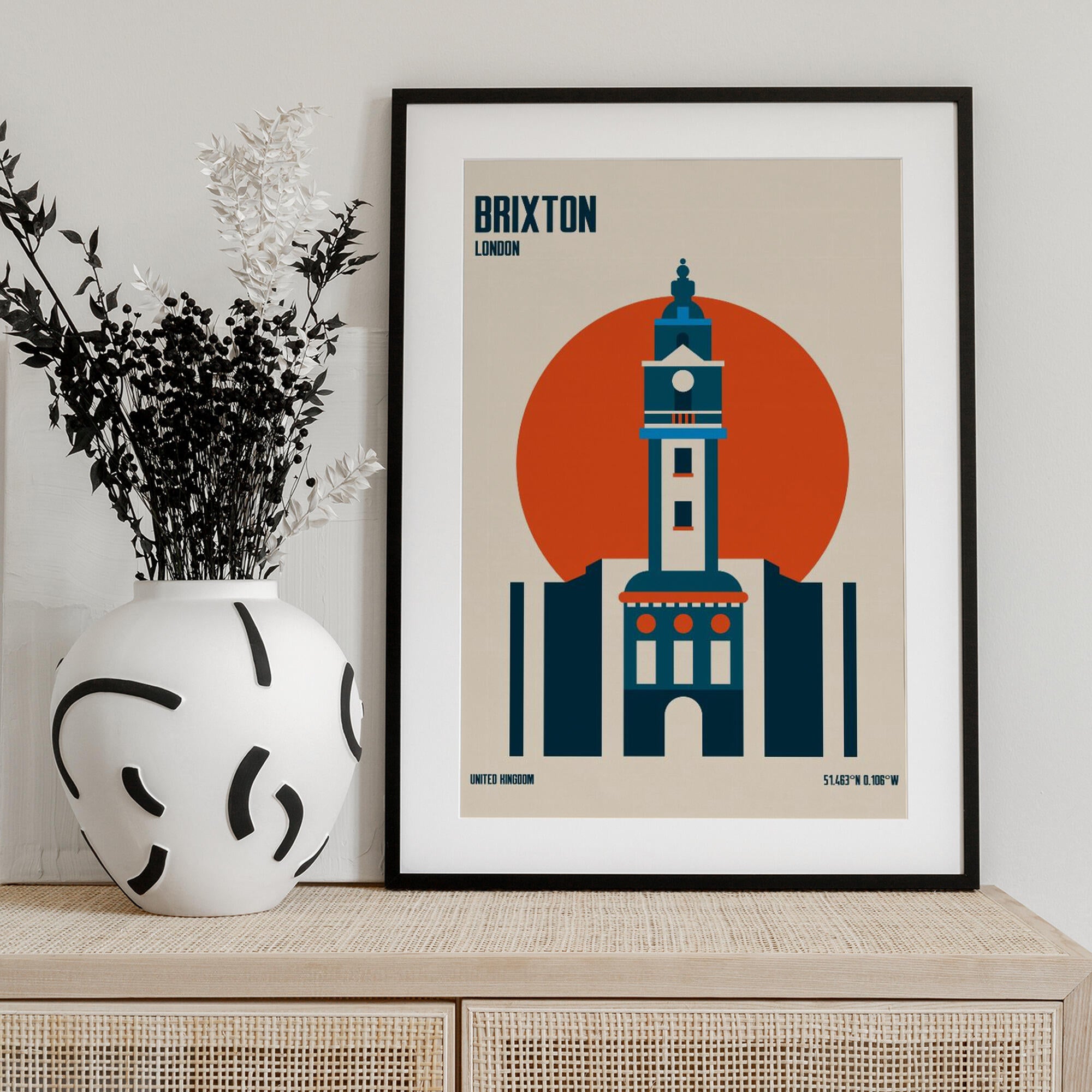Brixton Tower Retro Travel Print