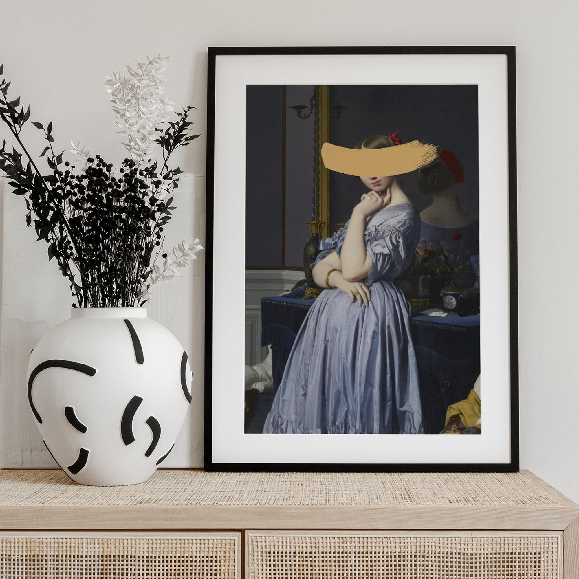 Classic Oil Painting and Yellow Splash