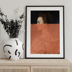 Altered Portrait of Woman Orange Modern Art