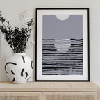 Minimalist Moon Ocean Scene