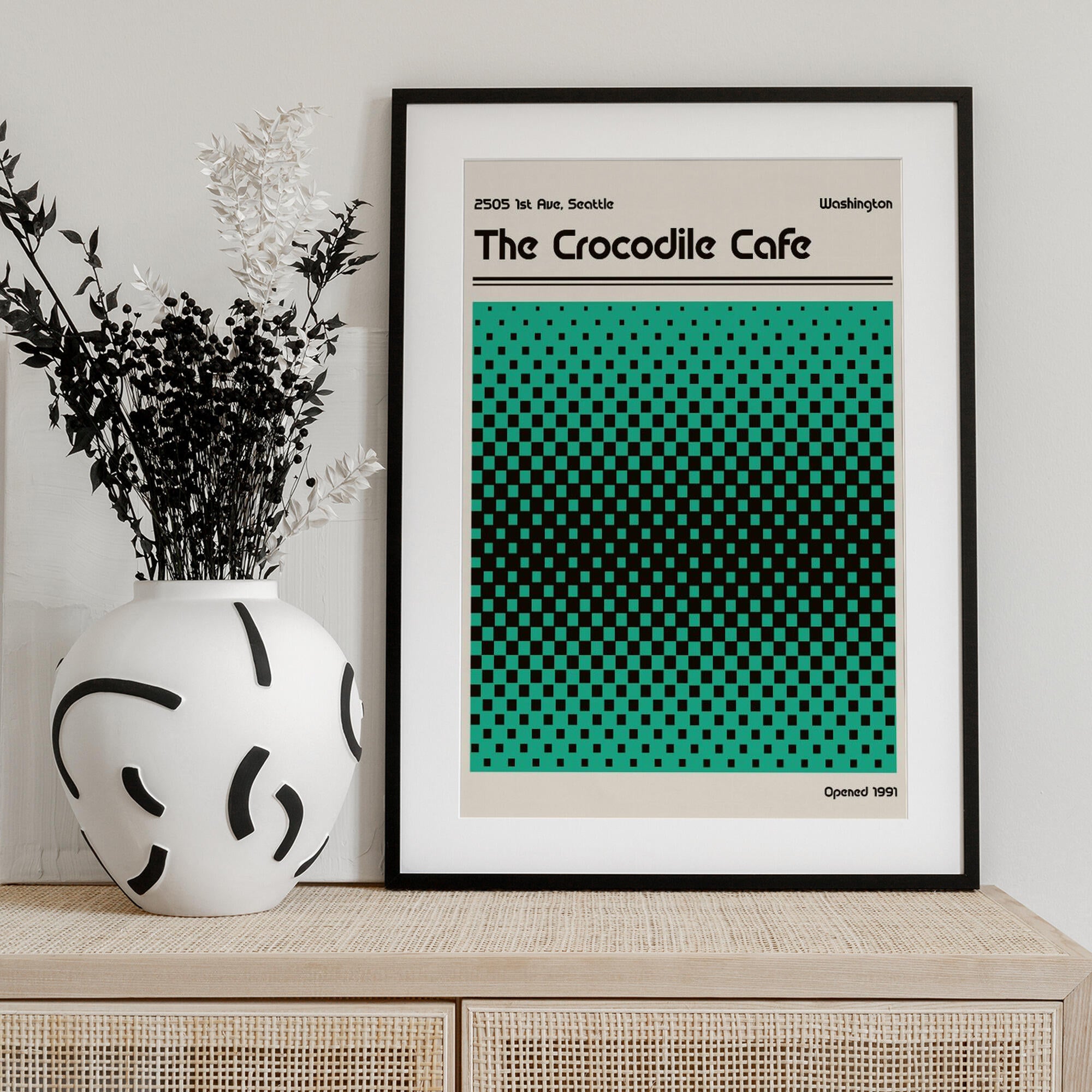Crocodile Cafe Retro Poster