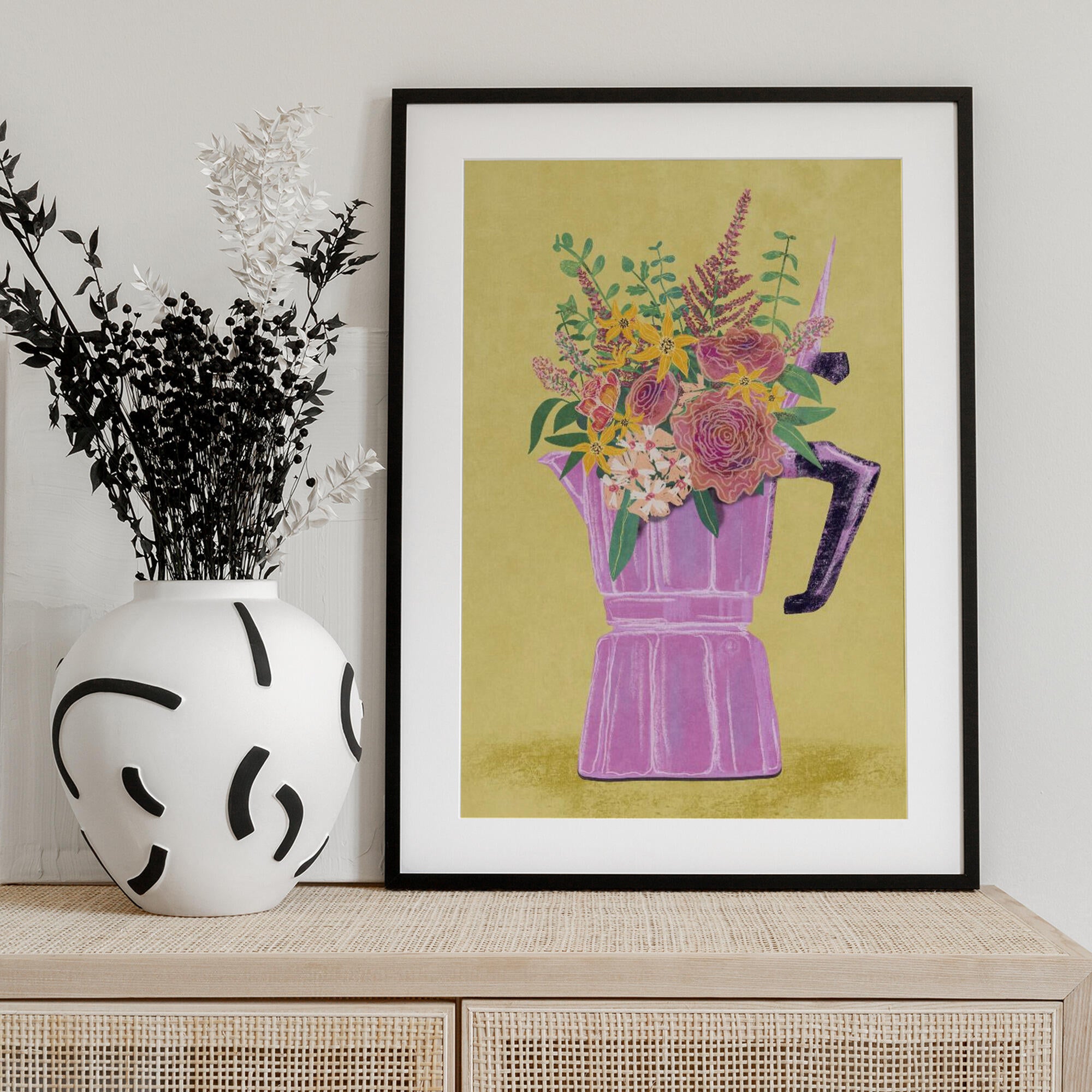 Espresso Maker with Flowers