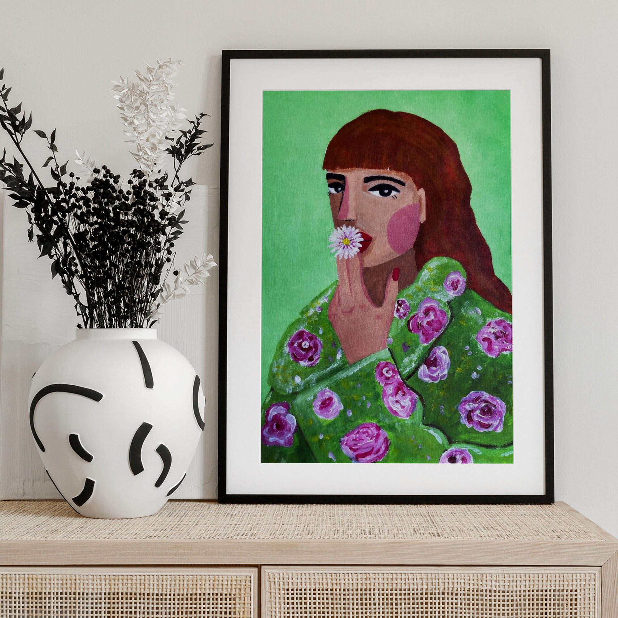 Woman Smoking a Flower