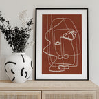 Line Art Abstract Portrait Terracotta 03