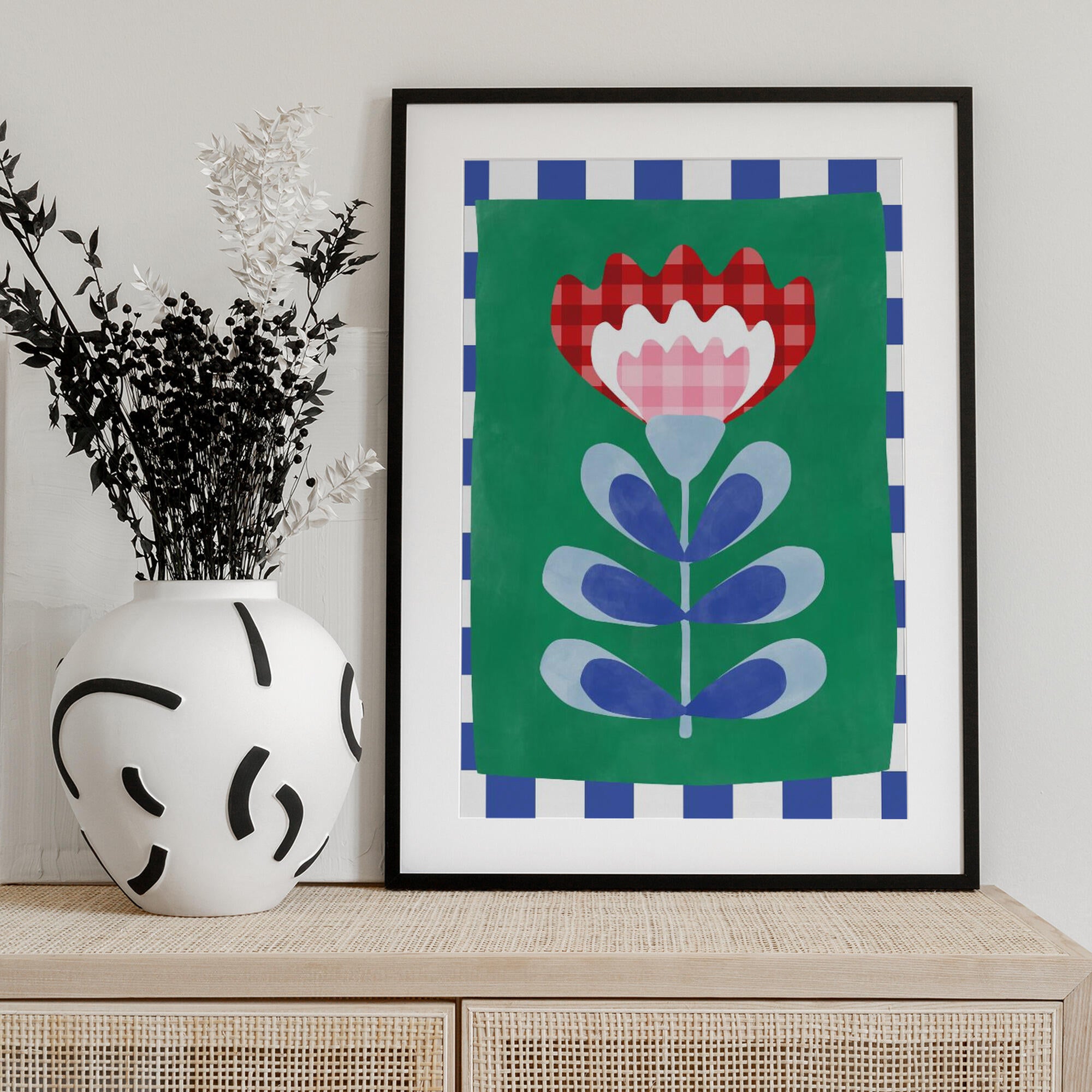 Floral Design with Bold Geometric Shapes