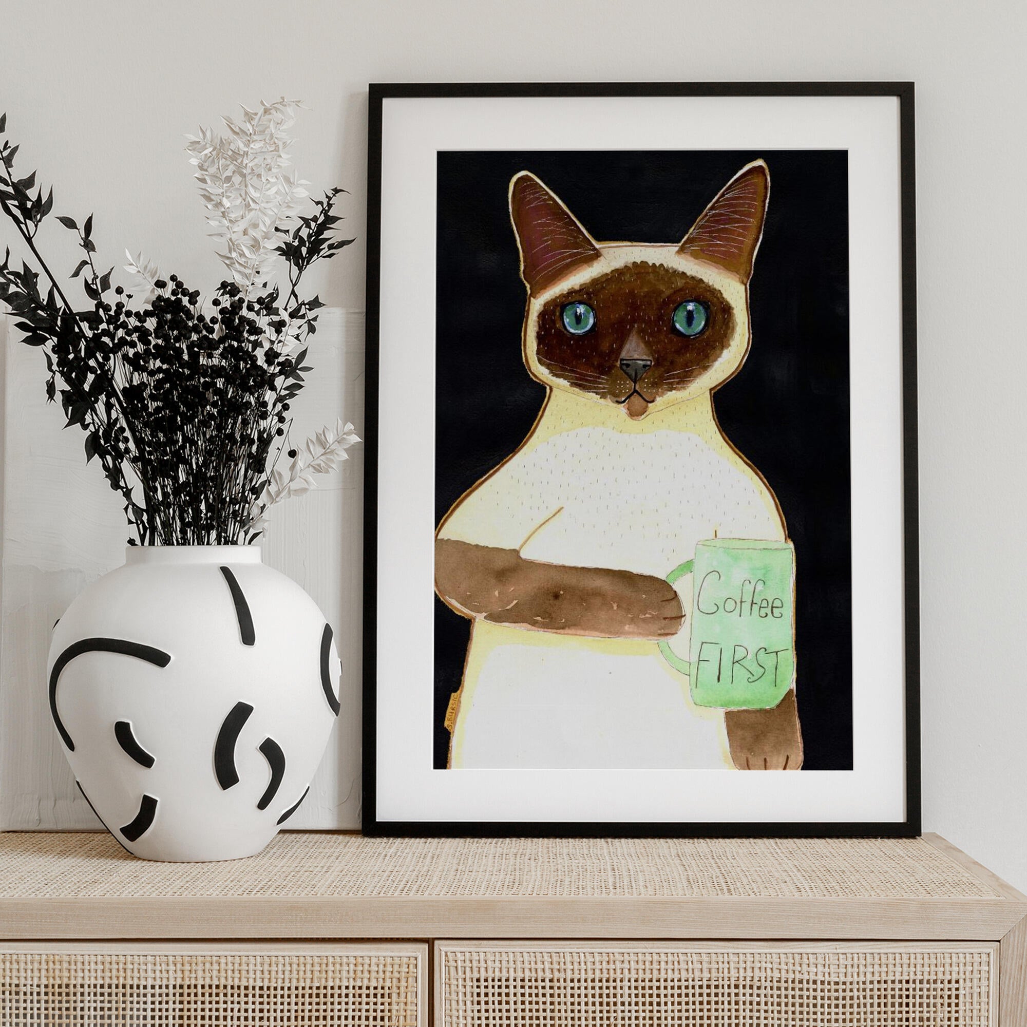 coffee cat 2 Siamese