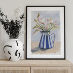 Fresh flowers in a striped vase I