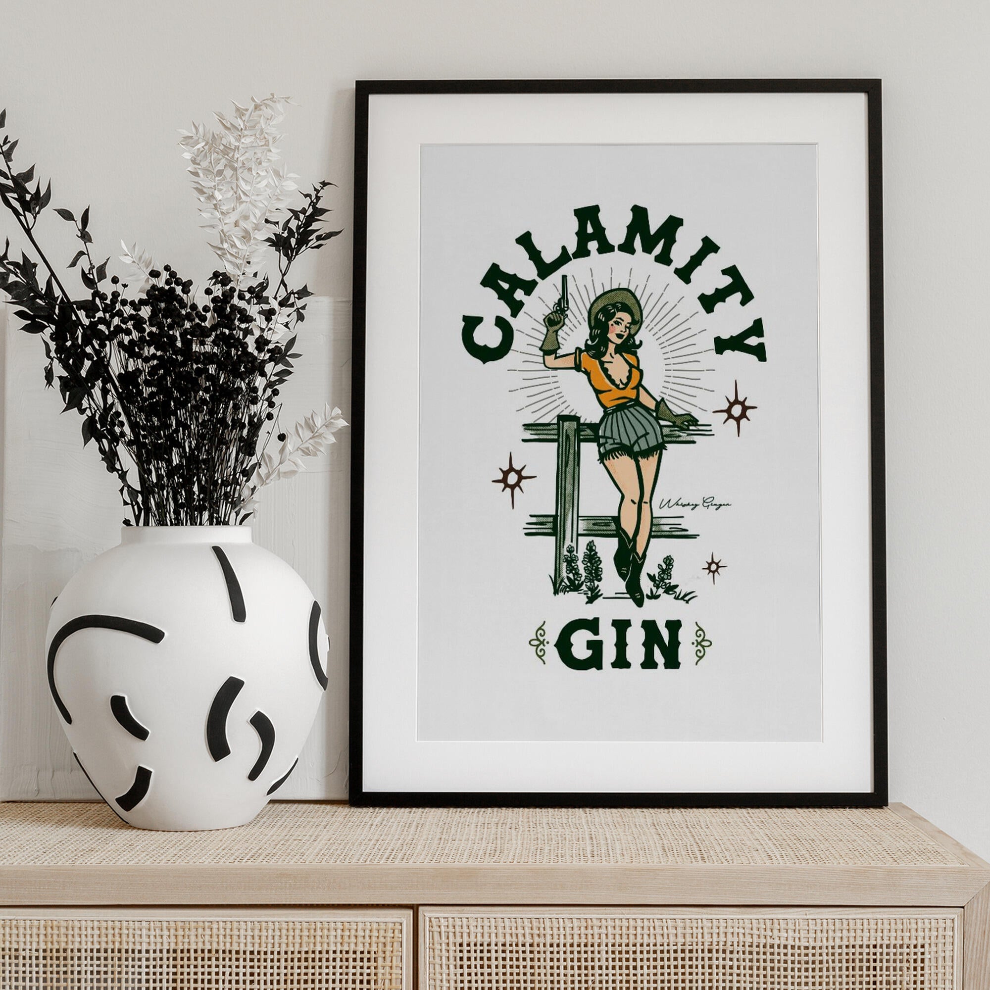 Calamity Gin Funny Retro Western Cowgirl Art