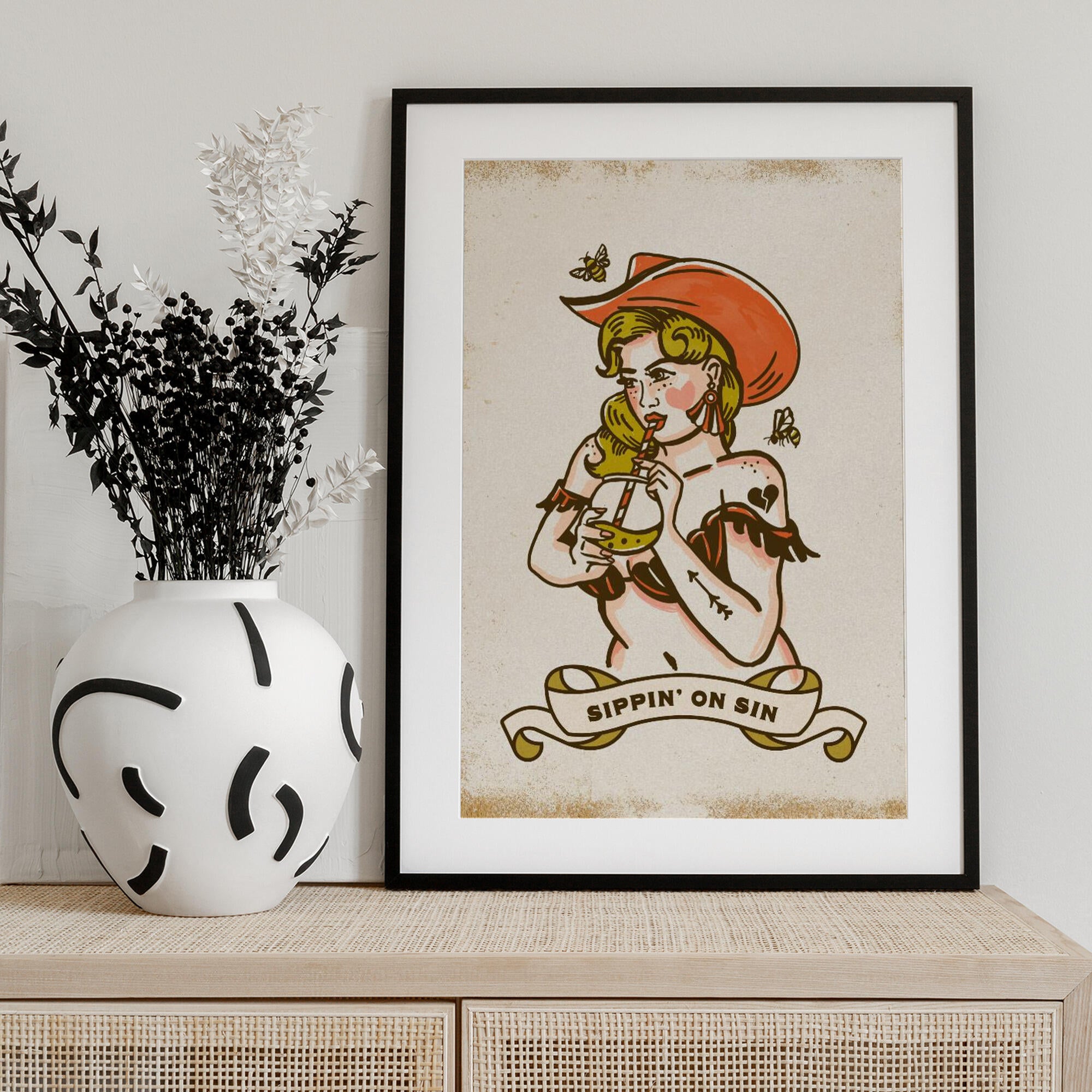 Sippin On Sin Cute &amp; Sassy Cowgirl Art