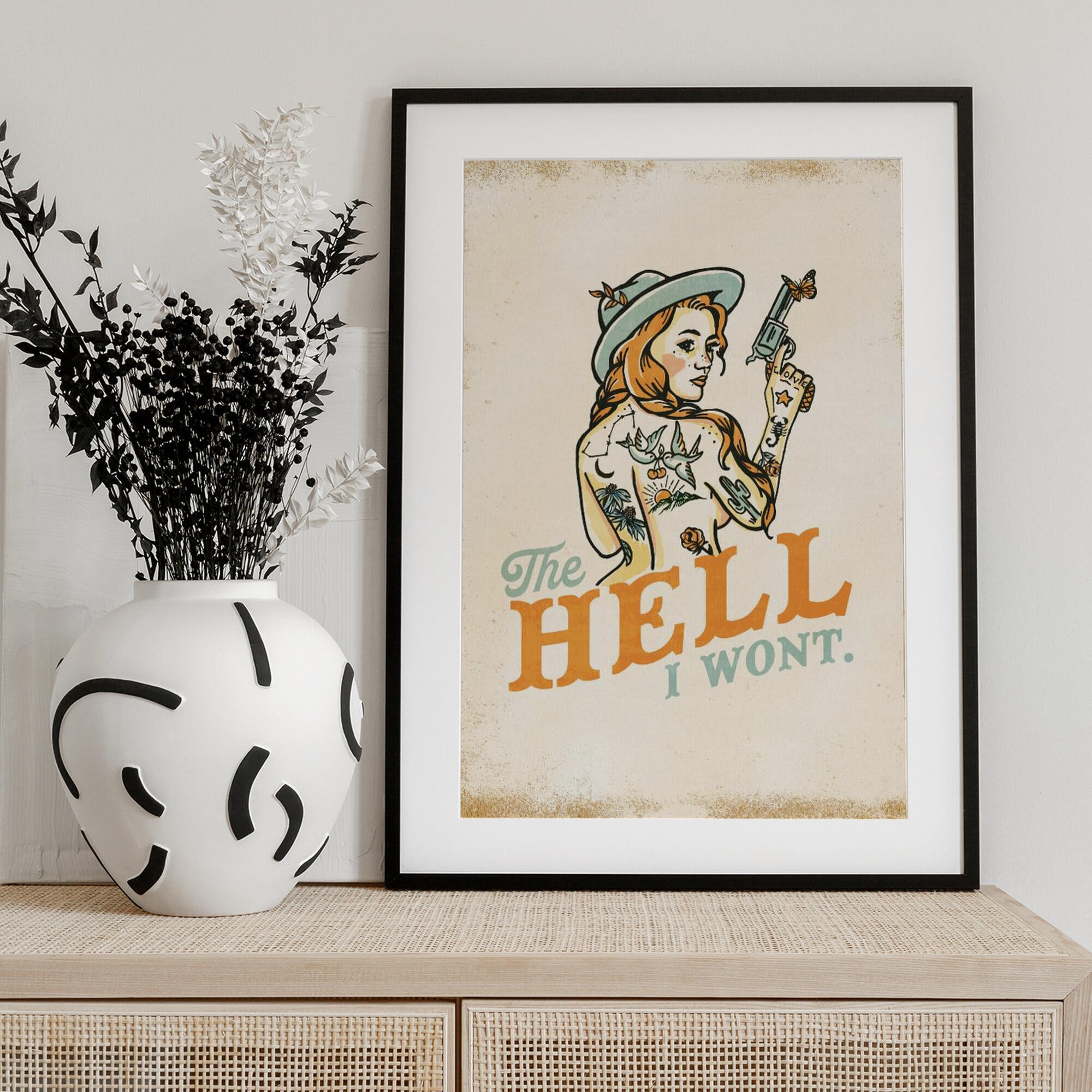 Hell I Wont Sassy Tattoo Pinup Girl