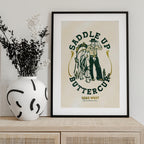 Saddle Up Buttercup Cowboy &amp; Horse Art Print