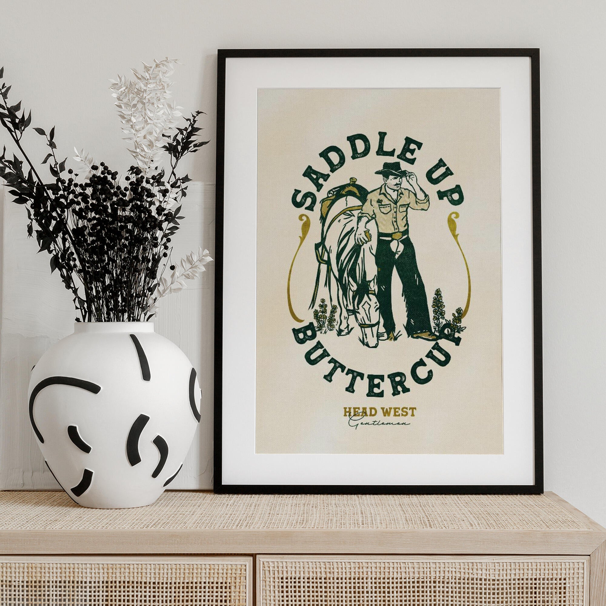 Saddle Up Buttercup Cowboy &amp; Horse Art Print
