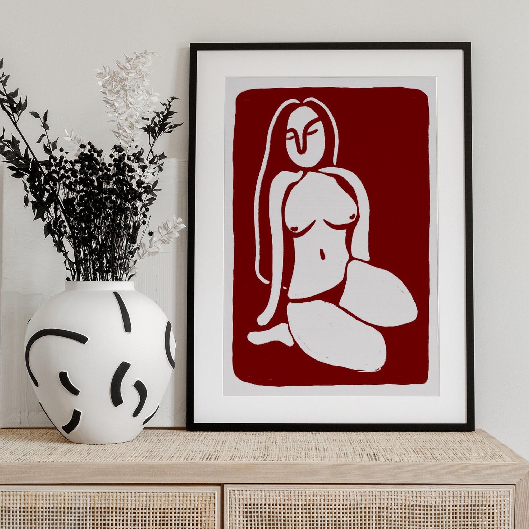 Stylized Nude Figure in a Seated Pose