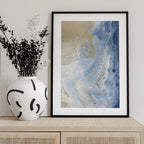 Swirling Blue and Gold Patterns Resembles a Cosmic Landscape