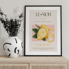 Vintage Style Sliced Lemon With Leaves