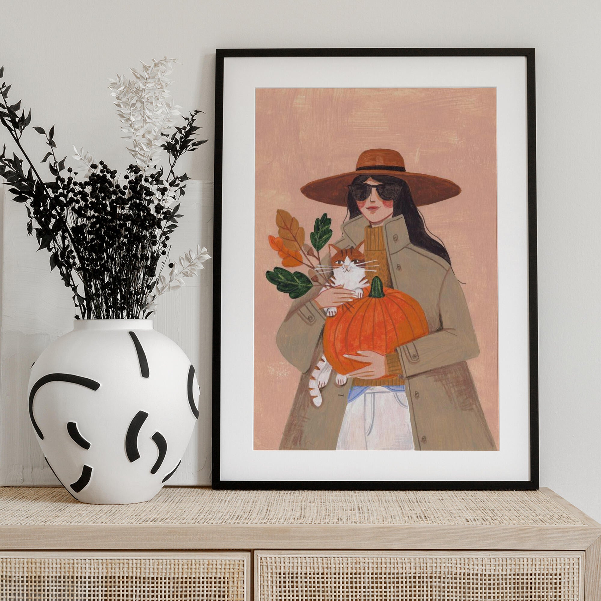 Woman in autumn in warm earth tones