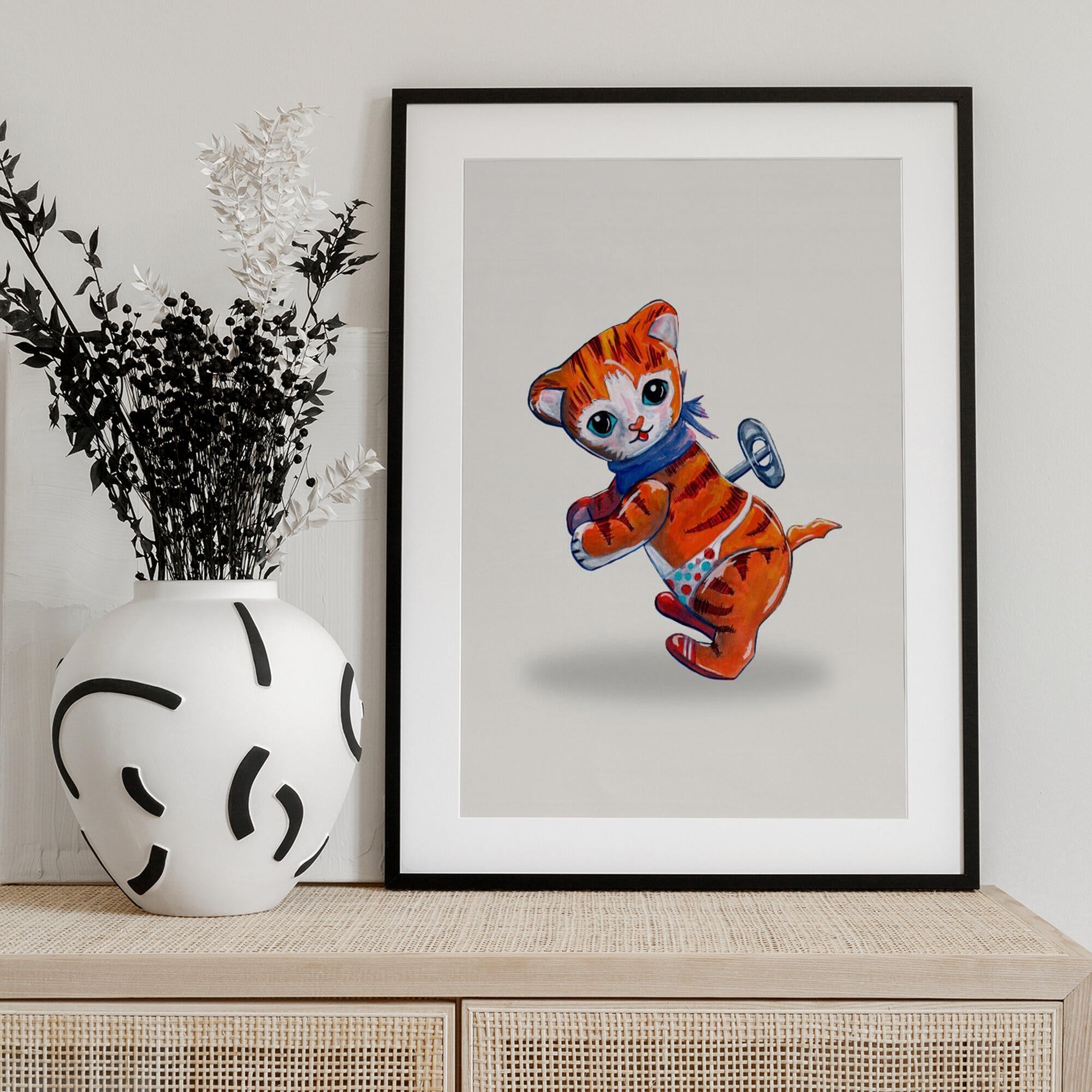 Wind Up Tiger Retro Toy By Renee Machan