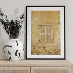 Old yellow shutters in Italy - mediterranean street and travel photography