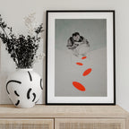 Man Drawing Orange Shapes