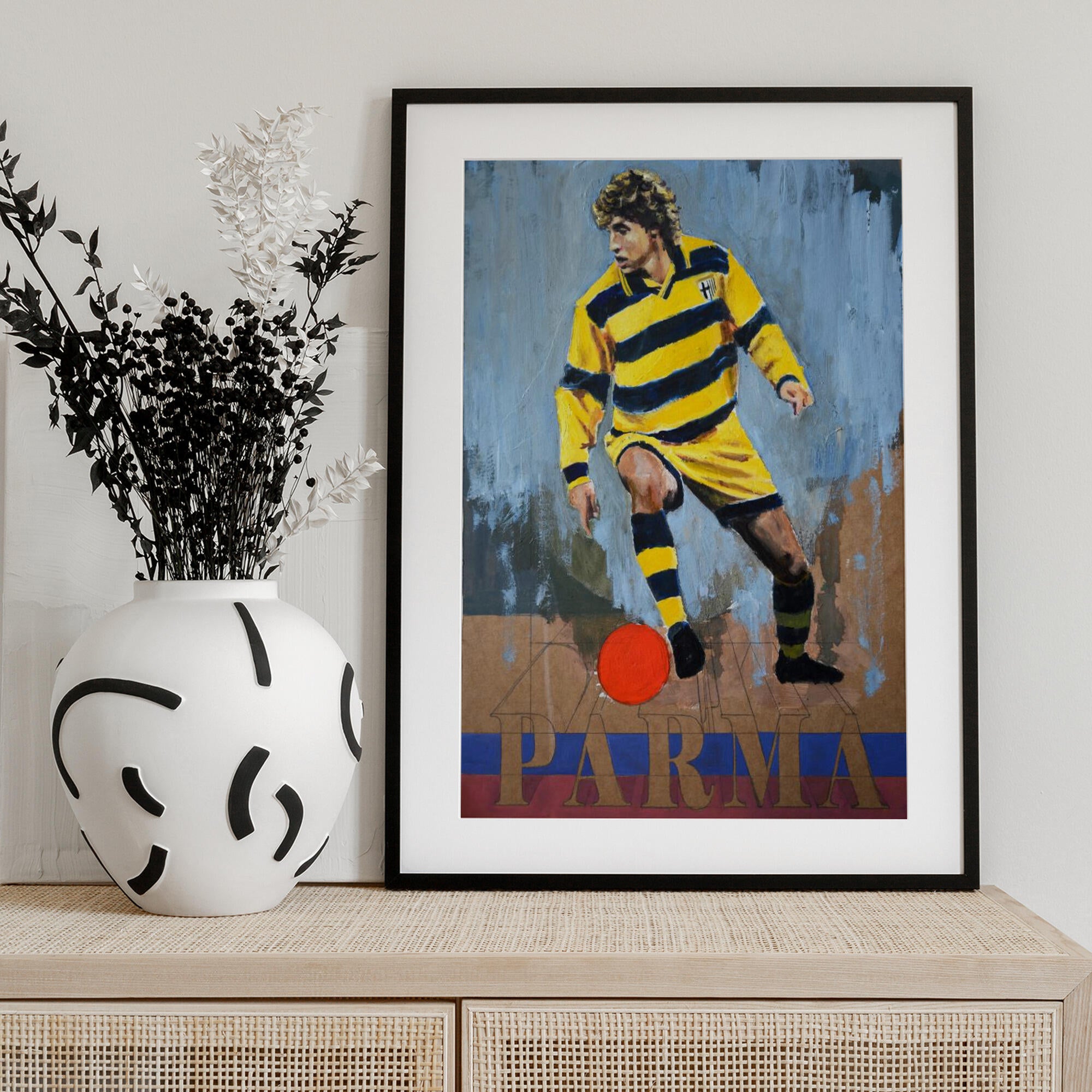 Yellow Striped Soccer Player