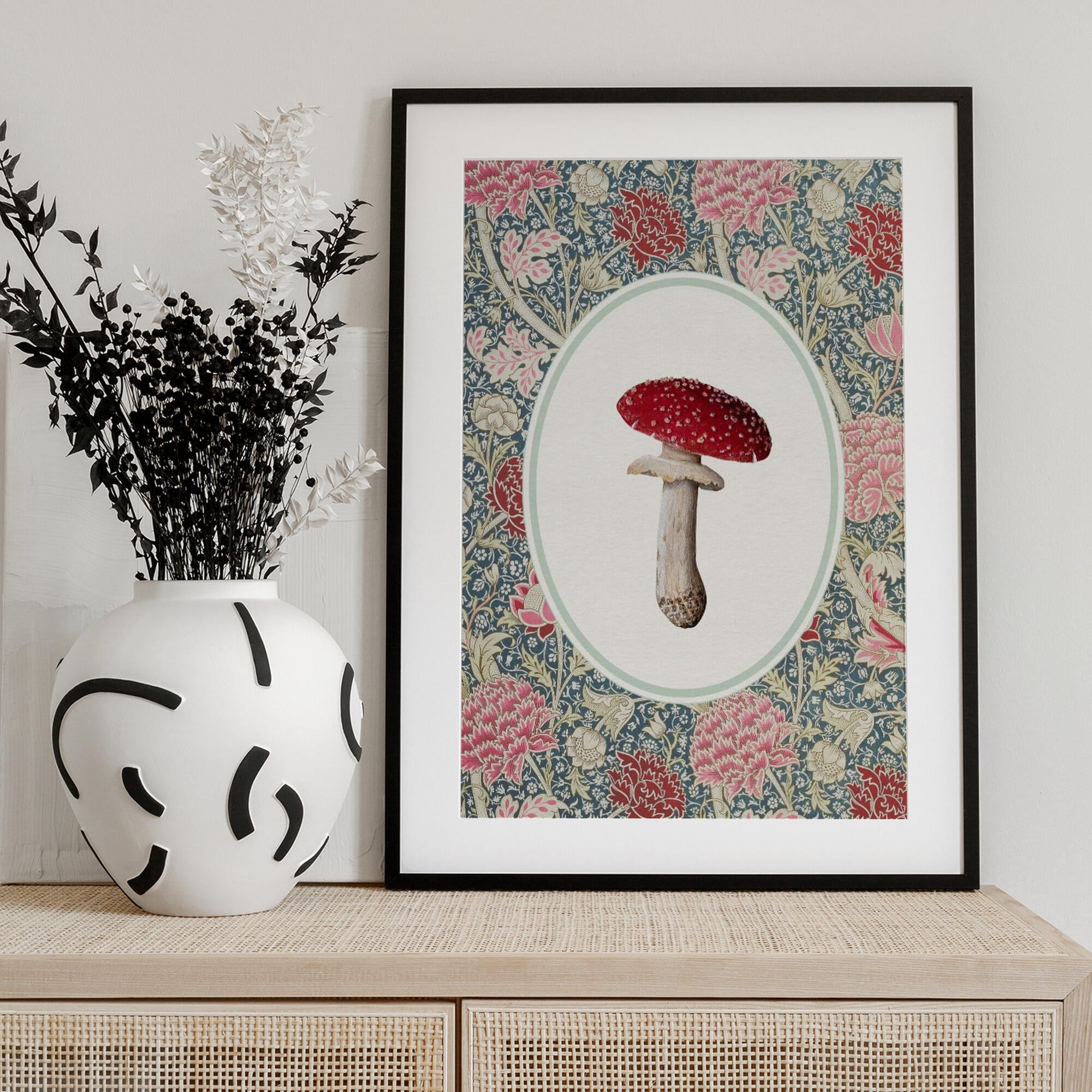 Vintage Mushroom Floral Pattern