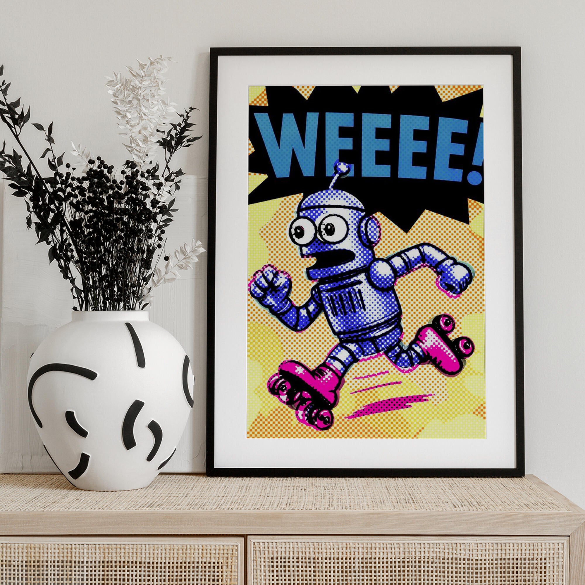 Blue Robot Roller Skates