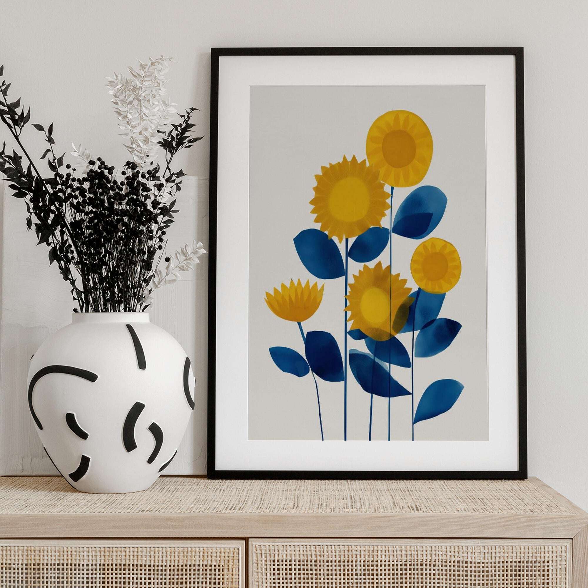Blue and Yellow Sunflowers