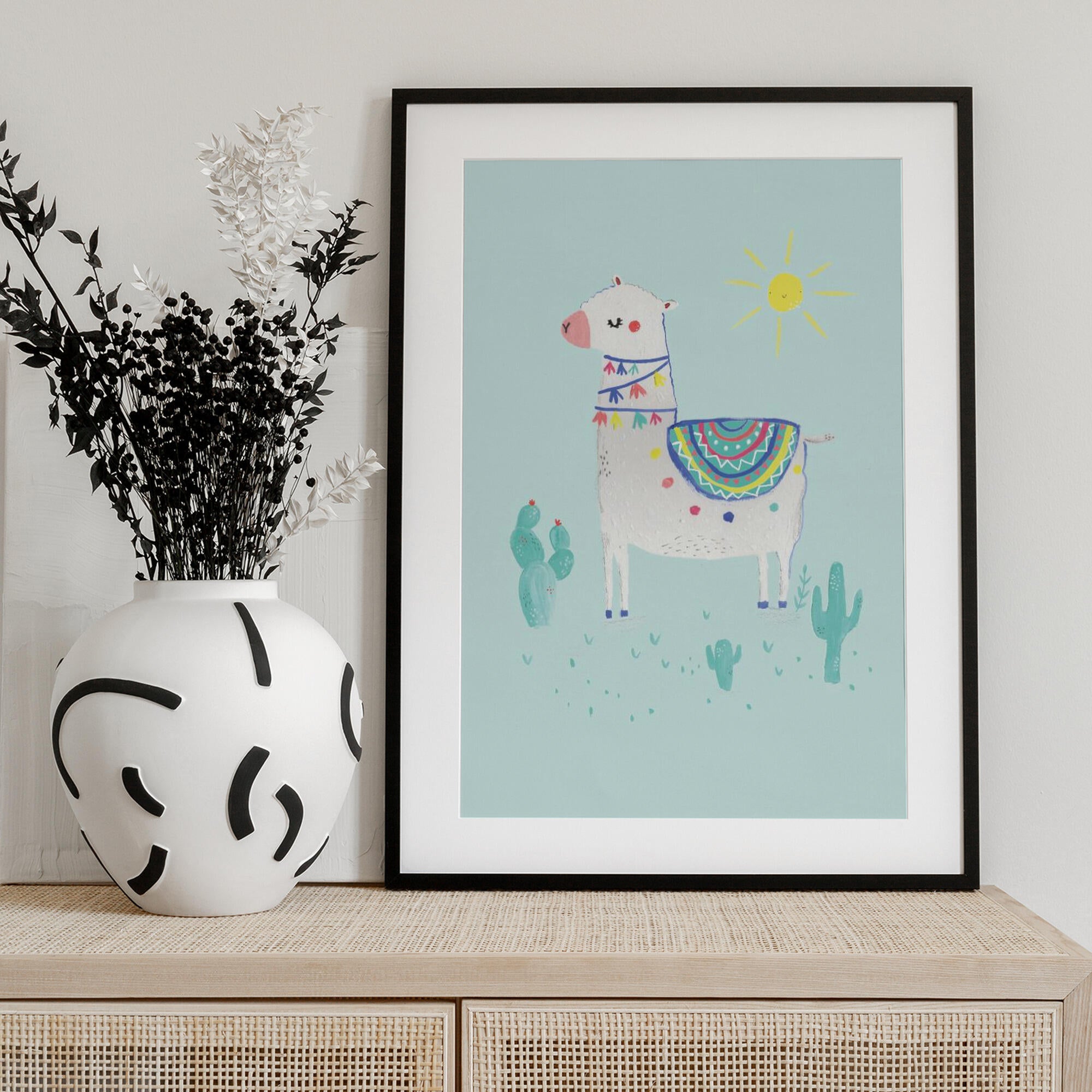 Cheerful Llama Desert Scene
