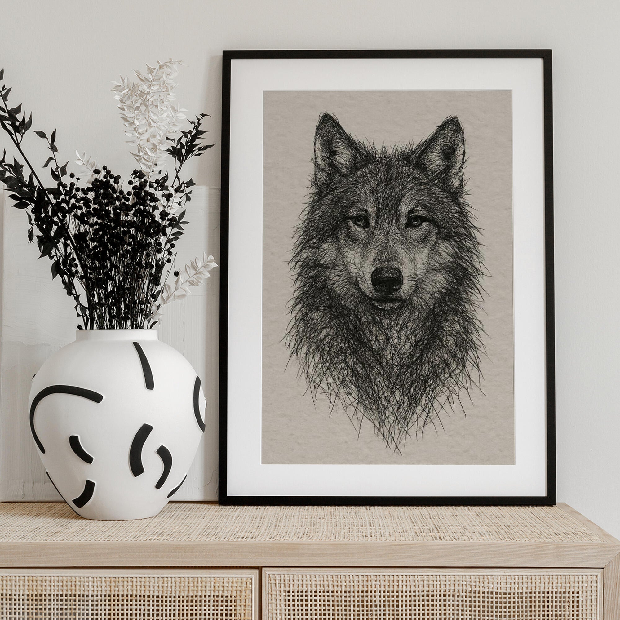 Detailed Wolf Drawing