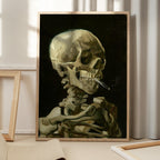 Head of a skeleton with a burning cigarette