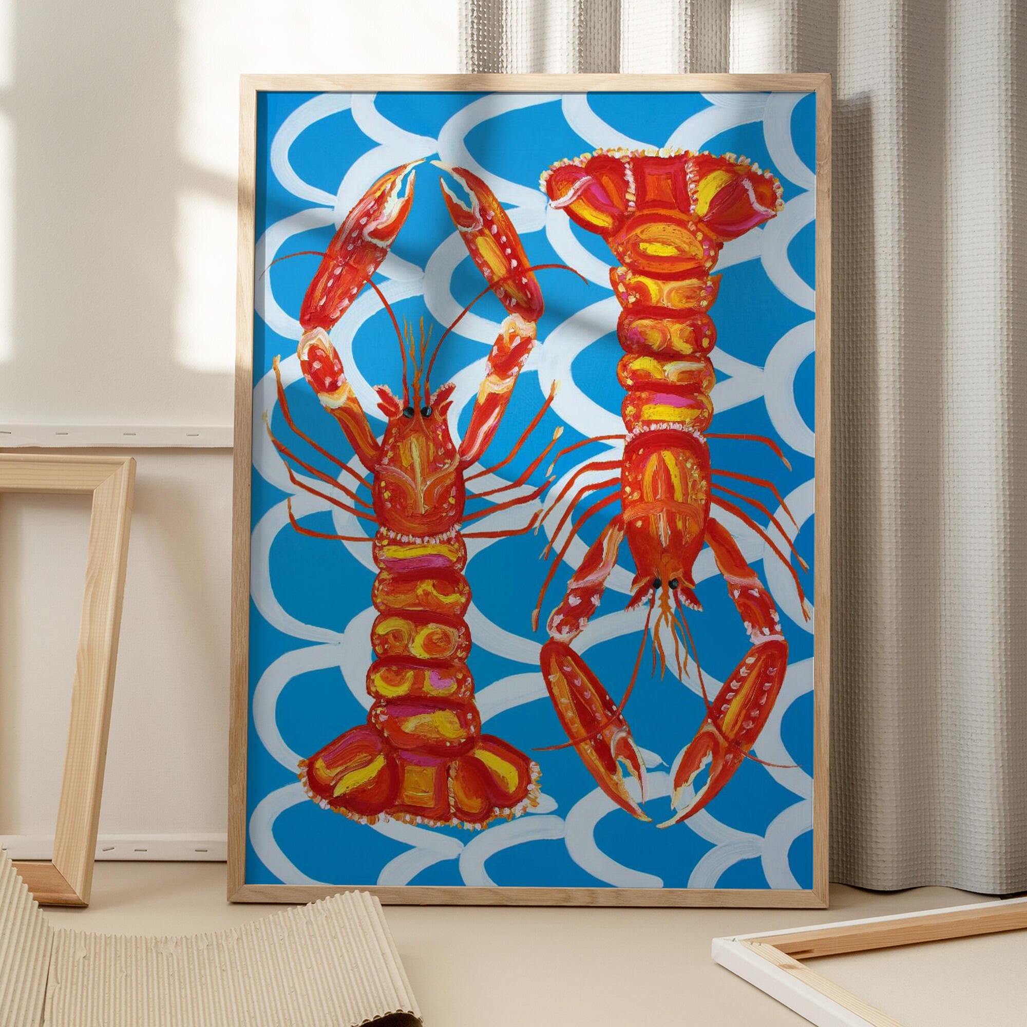 Langoustines On Blue
