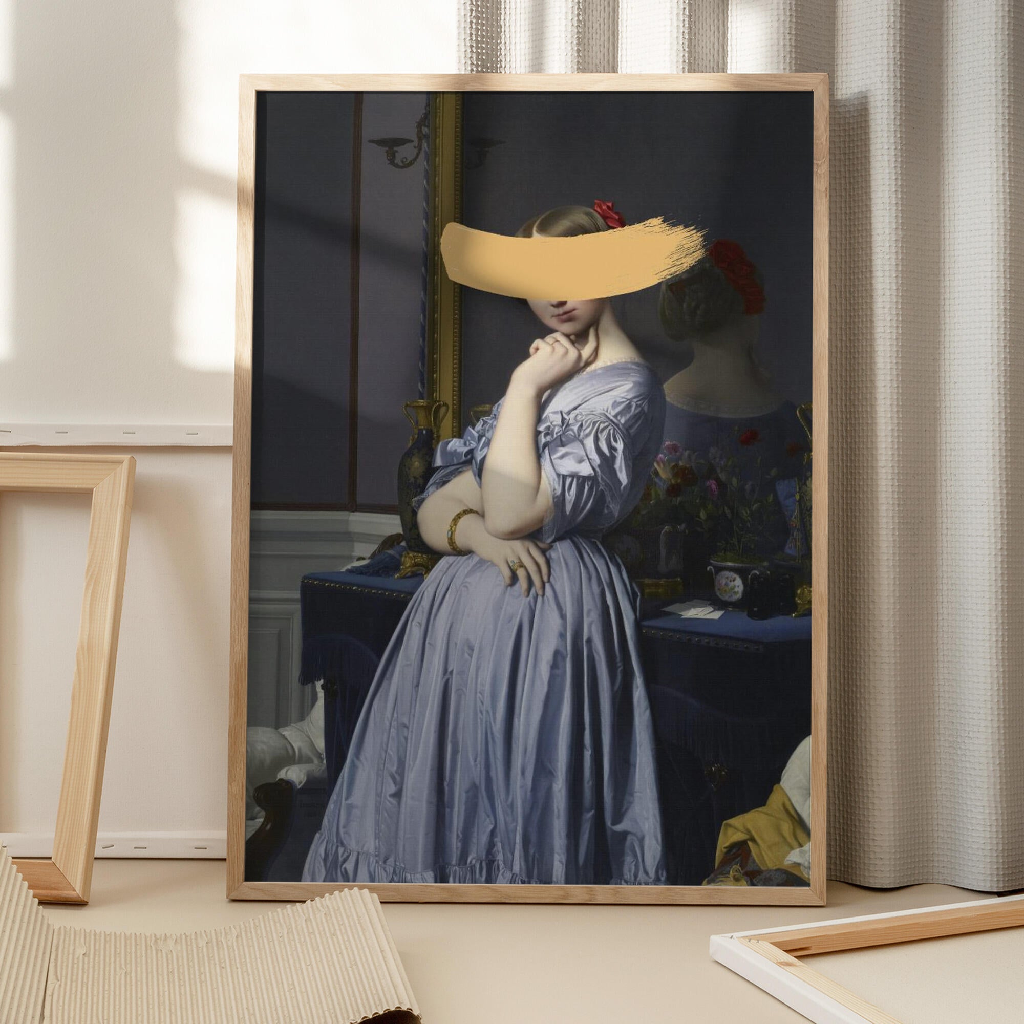 Classic Oil Painting and Yellow Splash