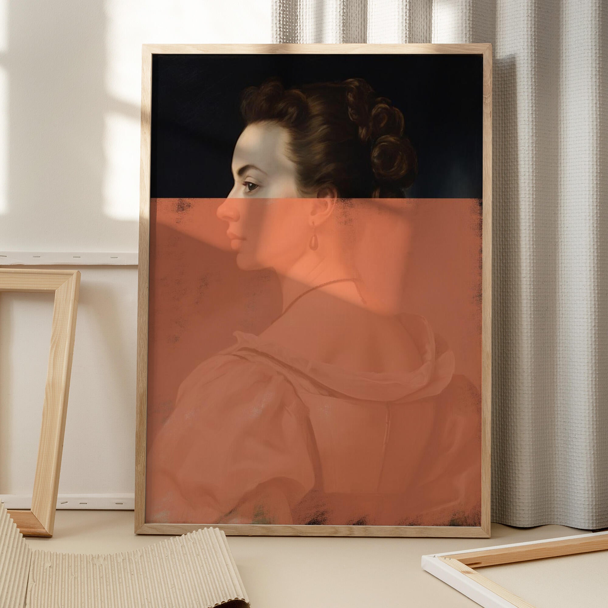 Altered Portrait of Woman Orange Modern Art
