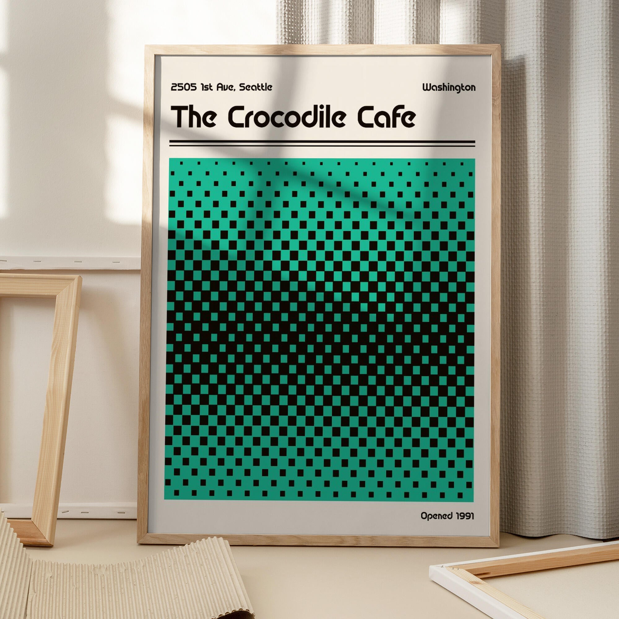 Crocodile Cafe Retro Poster