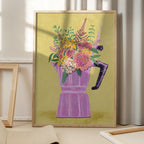 Espresso Maker with Flowers