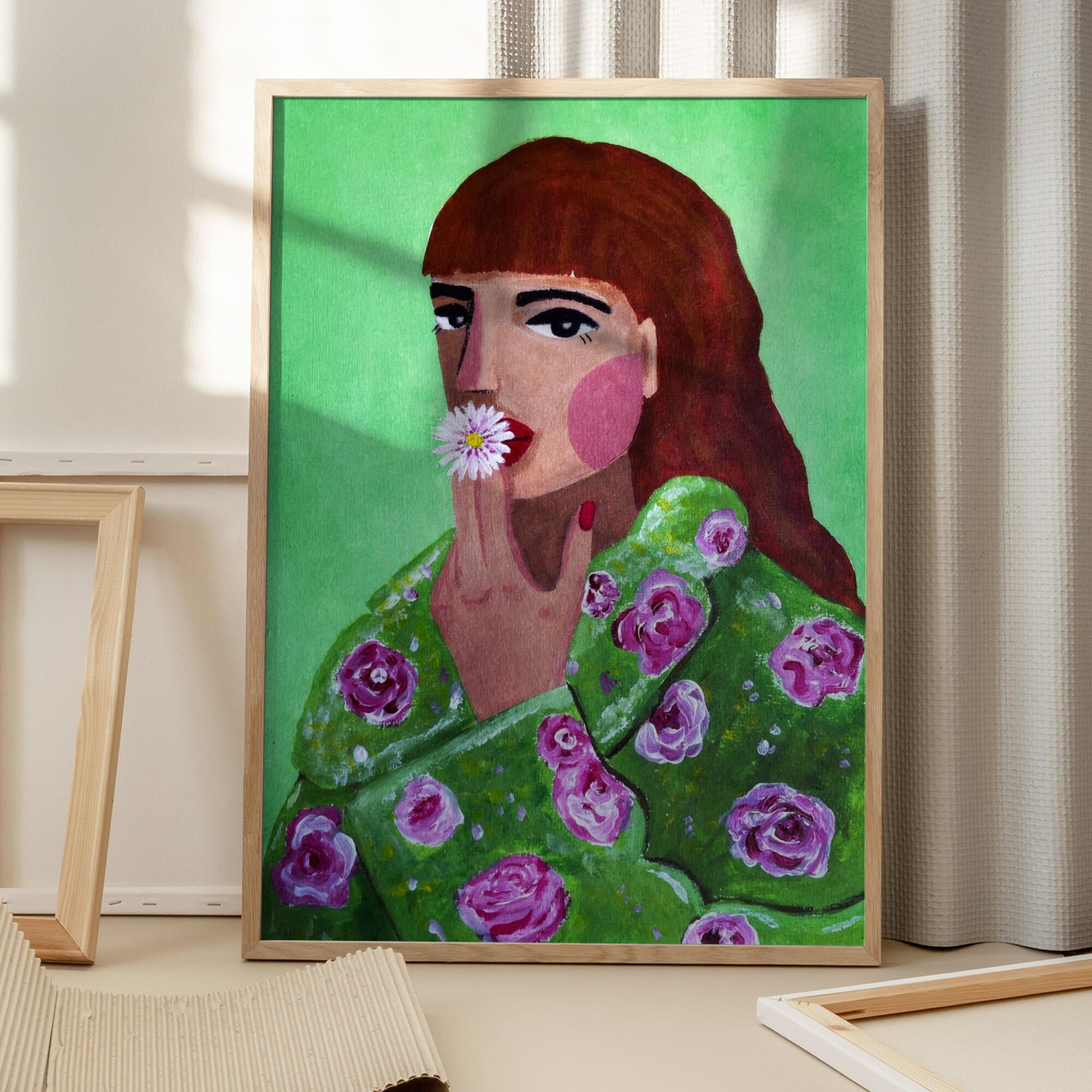 Woman Smoking a Flower