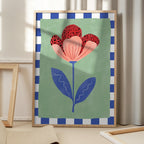 Stylized Flower With Red Petals And Black Dots